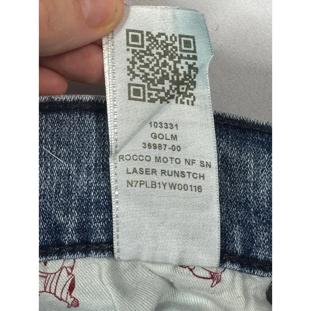 True Religion Men's Rocco Relaxed Skinny Moto Blue Denim Jeans - Size 36 (37x34)